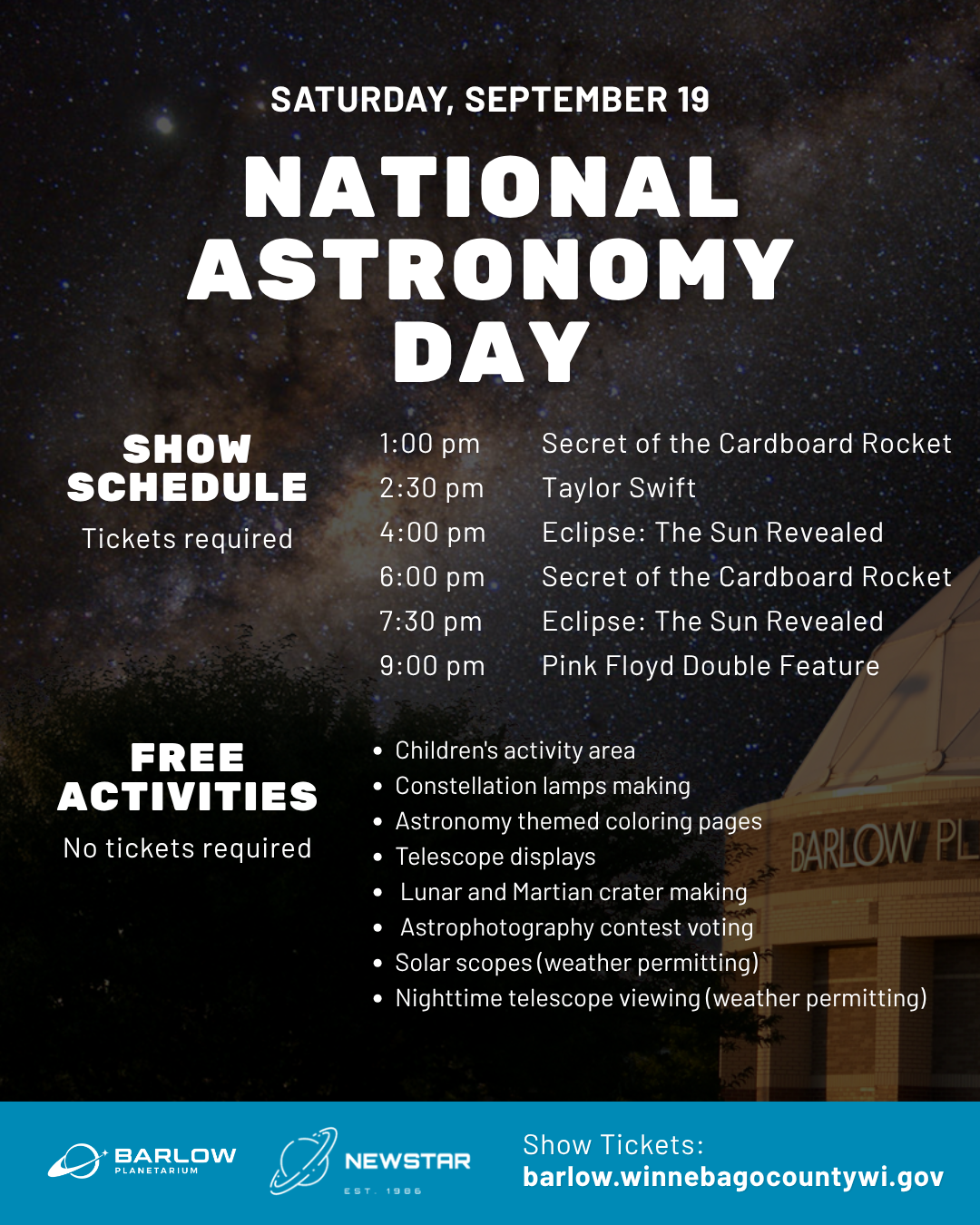 Schedule of National Astronomy Day